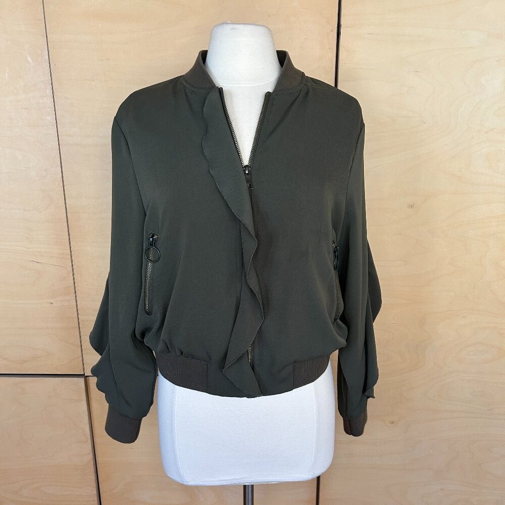 Dark Green Bomber Jacket - Size M